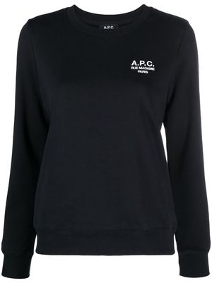 A.P.C. logo-embroidered cotton sweatshirt - Black