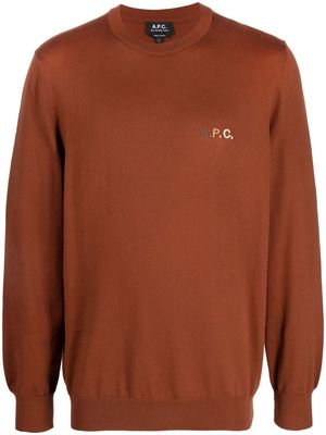 A.P.C. logo-embroidered cotton sweatshirt - Brown