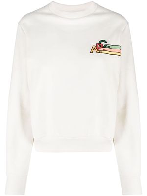 A.P.C. logo-embroidered cotton sweatshirt - Neutrals