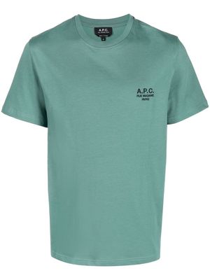 A.P.C. logo-embroidered cotton T-shirt - Green