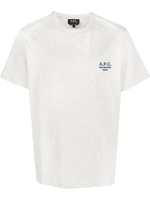 A.P.C. logo-embroidered cotton T-shirt - Grey
