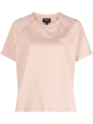A.P.C. logo-embroidered cotton T-shirt - Pink