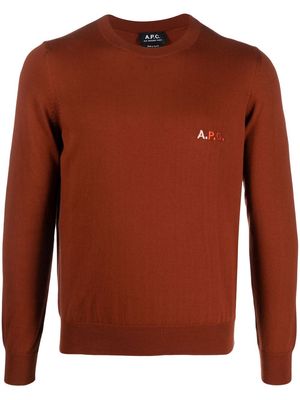 A.P.C. logo-embroidered jumper - Brown