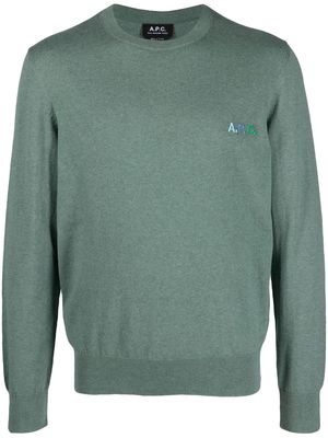 A.P.C. logo-embroidered jumper - Green