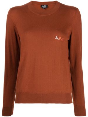 A.P.C. logo-embroidered knitted top