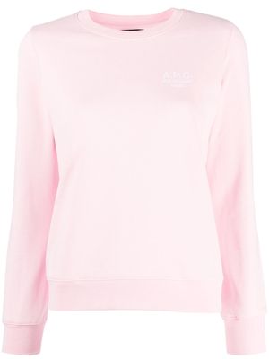 A.P.C. logo-embroidered long-sleeve T-shirt - Pink