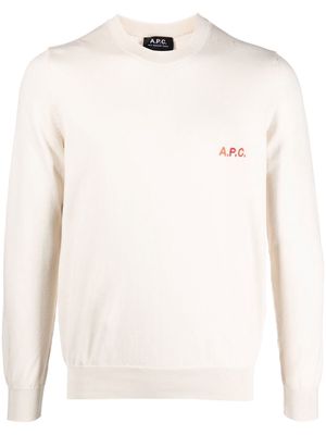 A.P.C. logo-embroidered sweatshirt - Neutrals