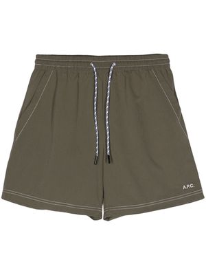 A.P.C. logo-embroidered swim shorts - Green