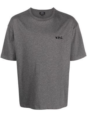 A.P.C. logo-flocked cotton T-shirt - Grey