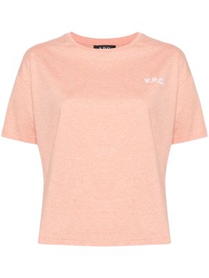 A.P.C. logo-flocked cotton T-shirt - Orange