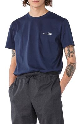 A. P.C. Logo Graphic Tee in Dark Navy