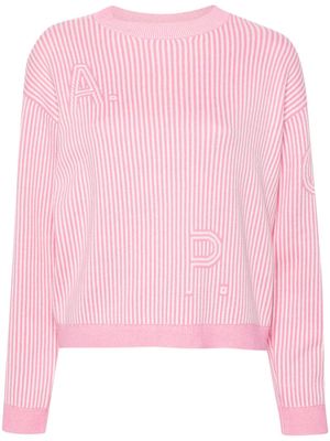 A.P.C. logo-jacquard striped jumper - Pink