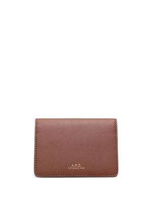 A.P.C. logo-lettering foldover wallet - Brown