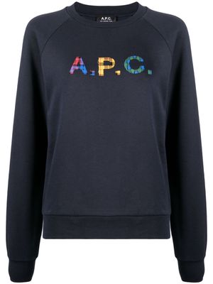 A.P.C. logo-patch cotton sweatshirt - Blue