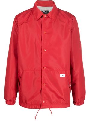 A.P.C. logo-patch shirt jacket - Red
