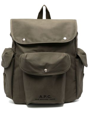 A.P.C. logo-print backpack - Green