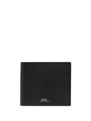 A.P.C. logo-print bifold leather wallet - Black
