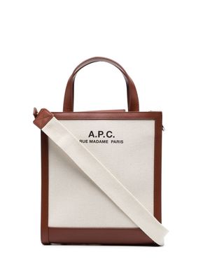 A.P.C. logo-print canvas tote bag - Neutrals