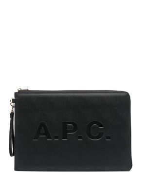 A.P.C. logo-print clutch bag - Black