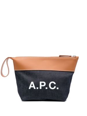 A.P.C. logo-print clutch bag - Brown
