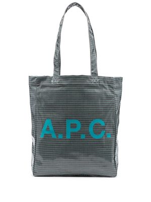 A.P.C. logo-print coated tote bag - Blue
