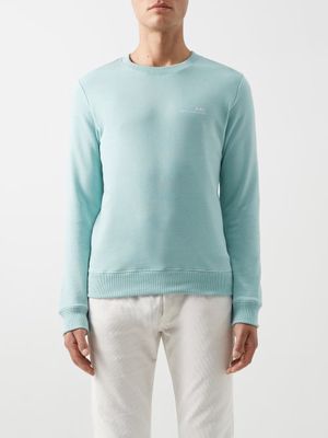 A.P.C. - Logo-print Cotton-blend Jersey Sweatshirt - Mens - Blue