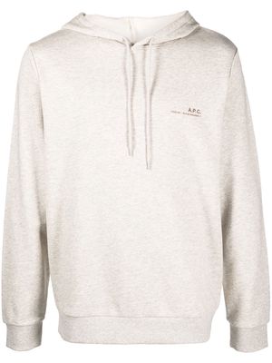 A.P.C. logo-print cotton hoodie - Neutrals