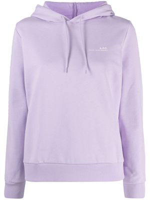A.P.C. logo-print cotton-jersey hoodie - Purple