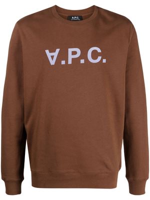 A.P.C. logo-print cotton sweatshirt - Brown
