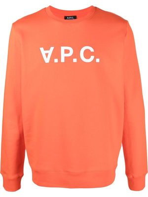 A.P.C. logo-print cotton sweatshirt - Orange