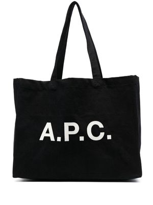 A.P.C. logo-print cotton tote bag - Black
