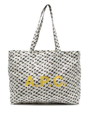 A.P.C. logo-print cotton tote bag - White