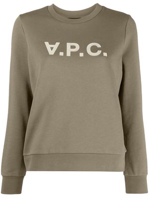 A.P.C. logo-print crew neck sweatshirt - Green