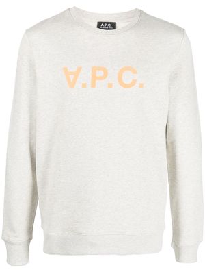 A.P.C. logo-print crew-neck sweatshirt - Neutrals