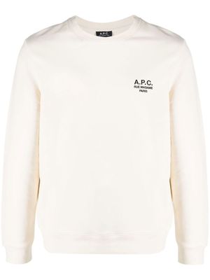 A.P.C. logo-print crew neck sweatshirt - White