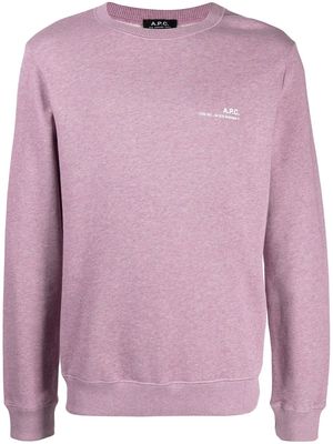 A.P.C. logo-print crewneck sweatshirt - Purple