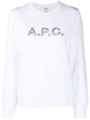 A.P.C. logo-print crewneck sweatshirt - White