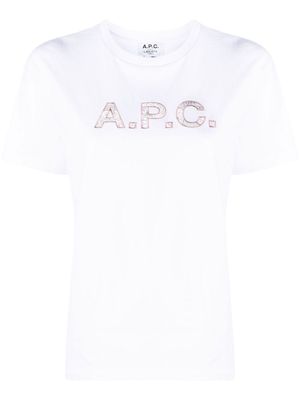 A.P.C. logo-print crewneck T-shirt - White