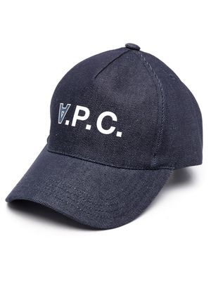 A.P.C. logo-print denim baseball cap - Blue