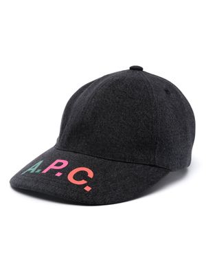 A.P.C. logo-print denim cap - Black
