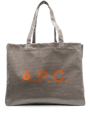 A.P.C. logo-print detail tote bag - Neutrals