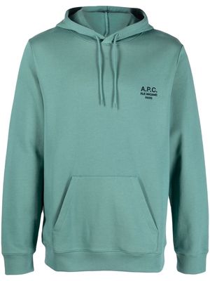 A.P.C. logo-print drawstring hoodie - Green