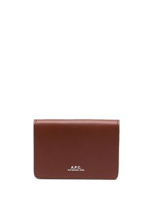 A.P.C. logo-print folded wallet - Brown