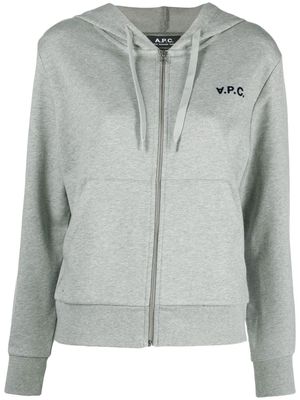 A.P.C. logo-print hoodie - PLA - GRIS CHINE