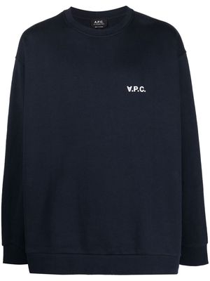 A.P.C. logo-print long-sleeve sweatshirt - Blue