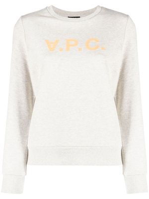 A.P.C. logo-print long-sleeve sweatshirt - Neutrals
