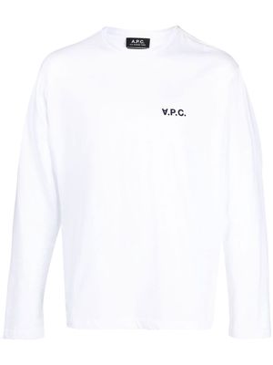 A.P.C. logo-print long-sleeves sweatshirt - White