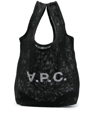 A.P.C. logo-print mesh tote bag - Black