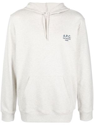 A.P.C. logo-print pullover hoodie - Neutrals