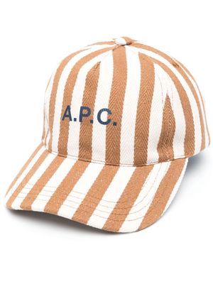 A.P.C. logo-print striped baseball cap - Brown